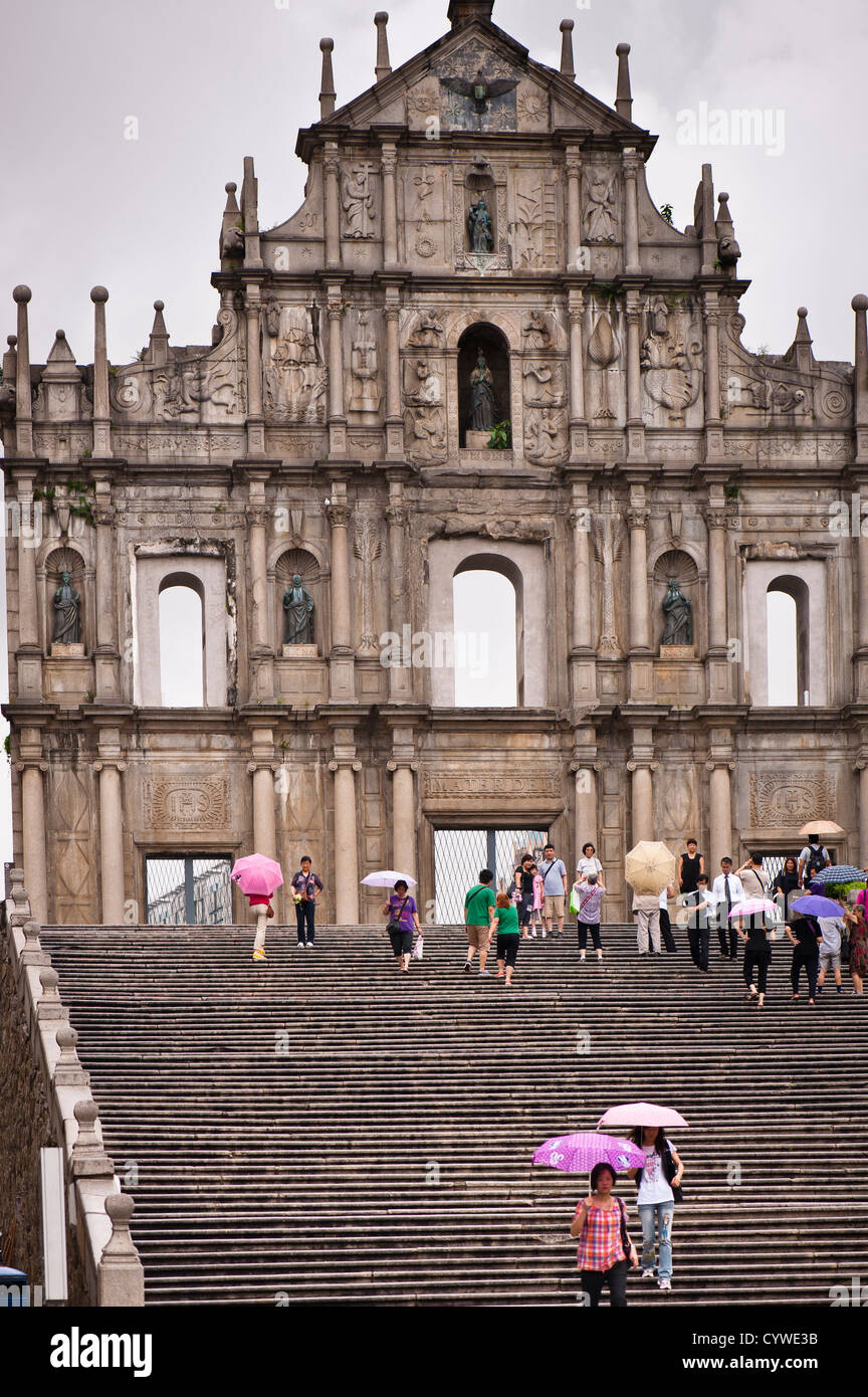 Steps and the ruins of St Paul's Cathedral, Macau Stock Photo