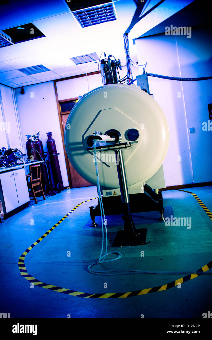 Small bore Magnetic Resonance Imaging (MRI) scanner, in which small subjects are scanned. Stock Photo