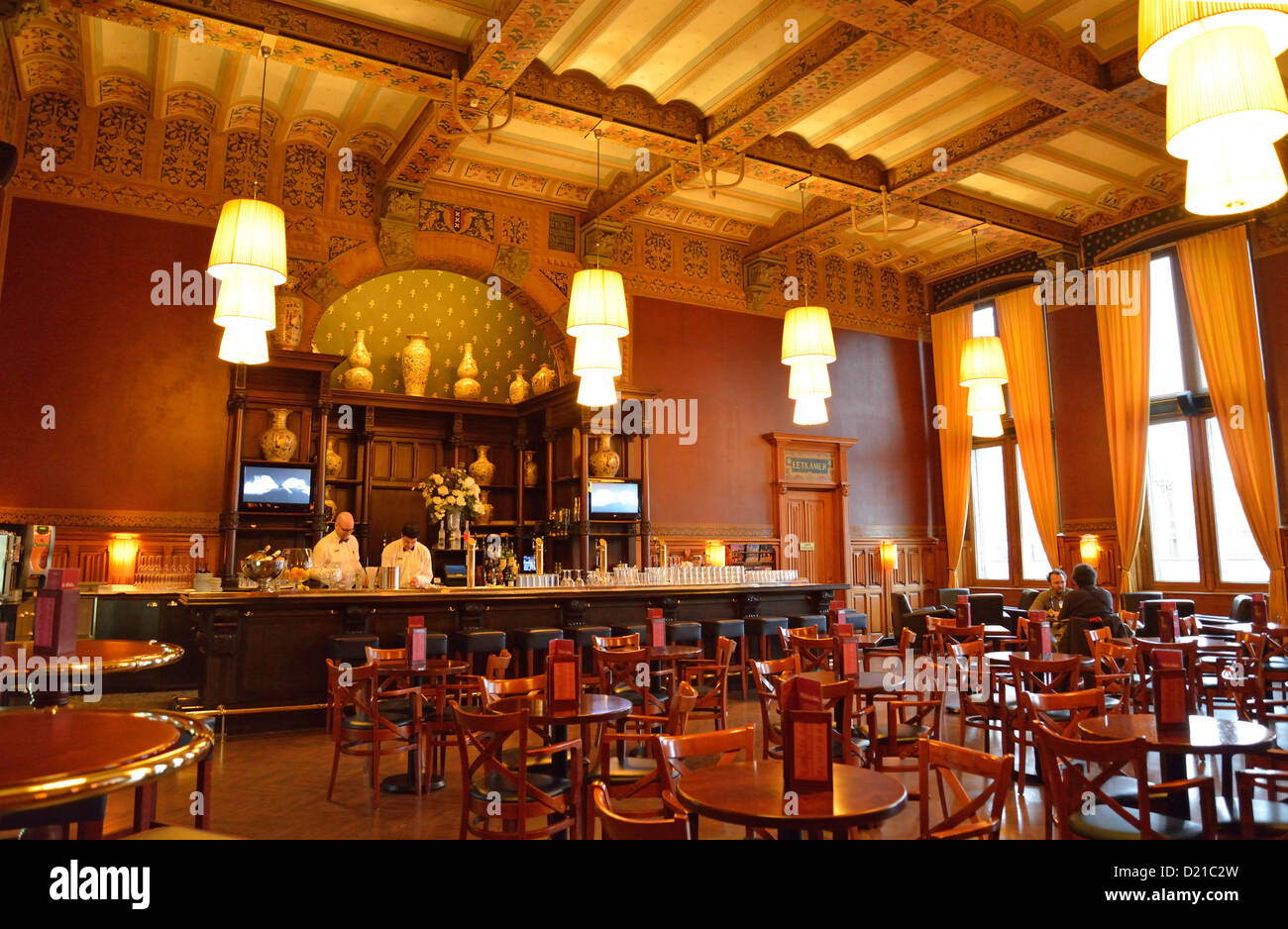 Interior of Grand Café-Restaurant 1e klas, Stationsplein, Centraal Station, Amsterdam, Noord Holland, Netherlands Stock Photo