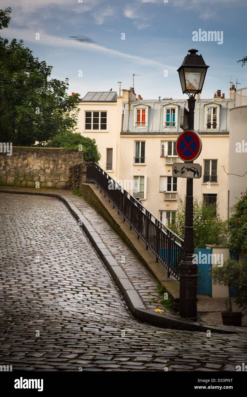 Alley on the butte of Montmartre in Paris, France Stock Photo