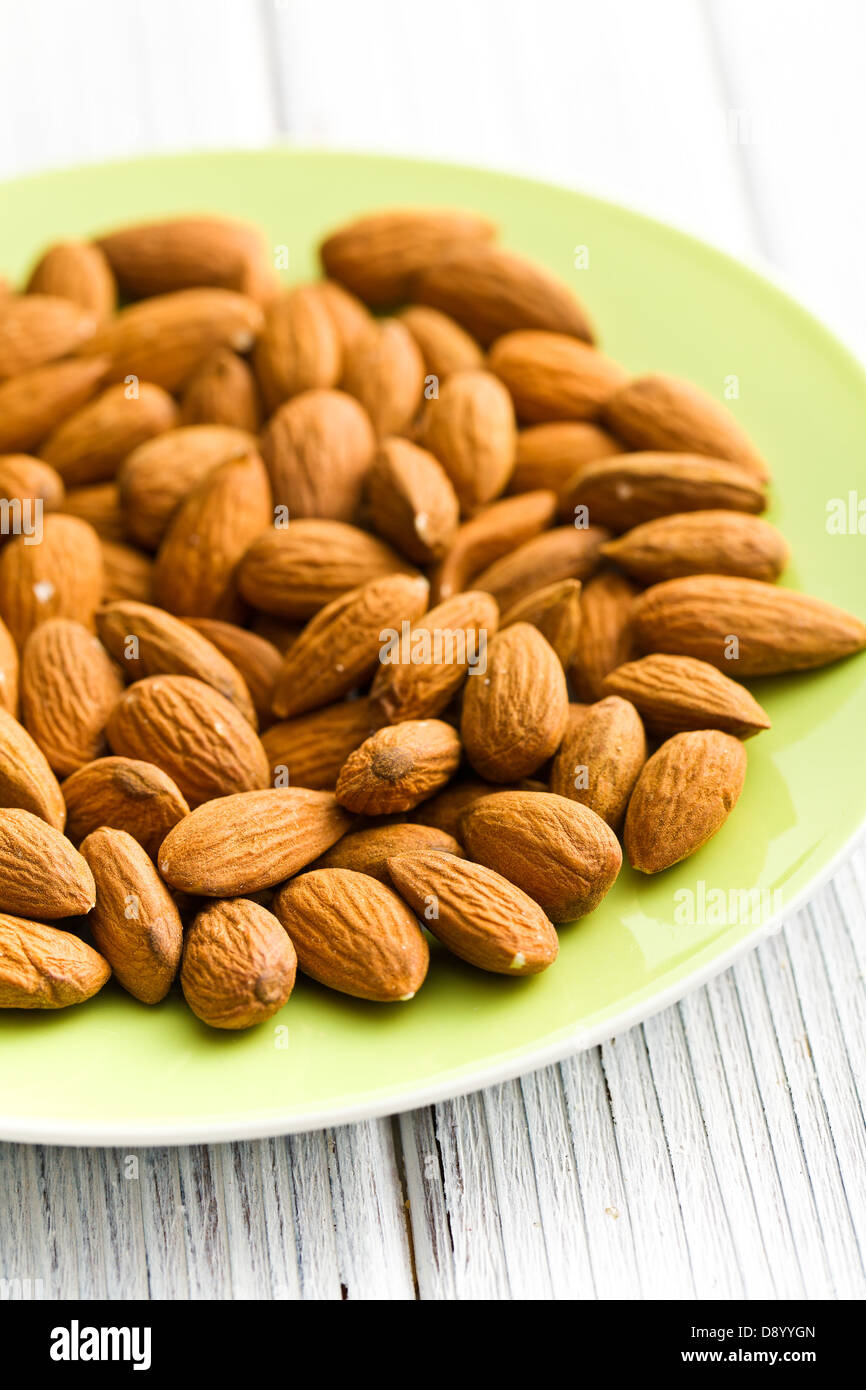 the almonds on a plate Stock Photo