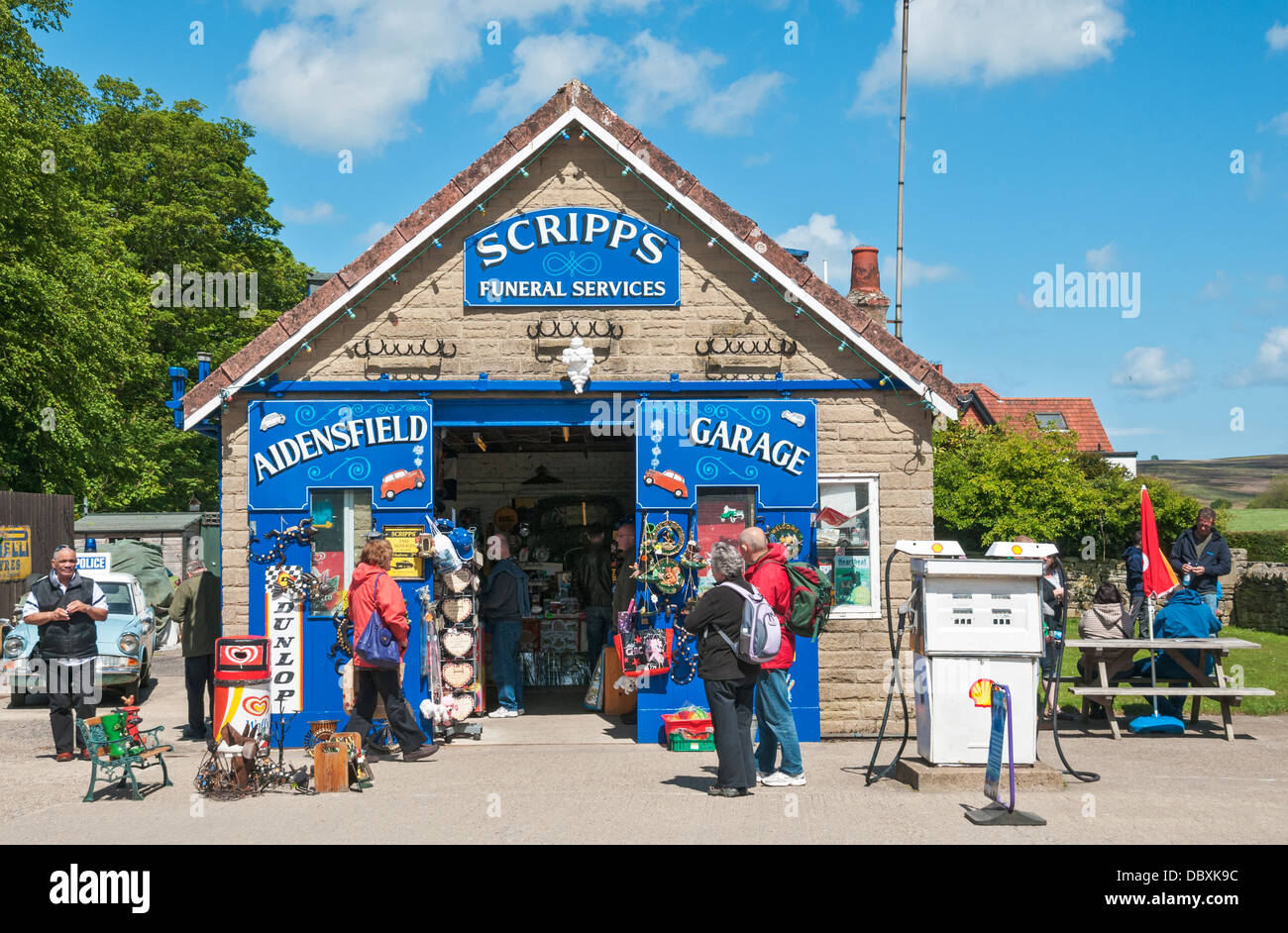 England, North Yorkshire, Goatland, filming location for TV series Heartbeat, Scripps Garage in fictitious town of Aidensfield Stock Photo