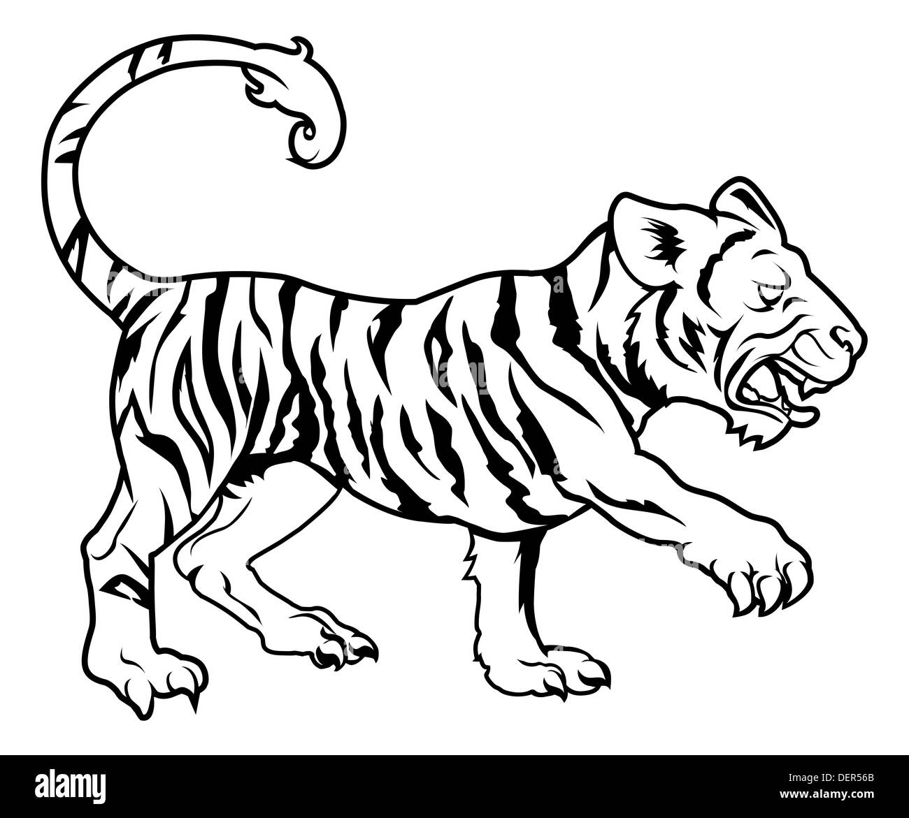 An illustration of a stylised tiger perhaps a tiger tattoo Stock Photo