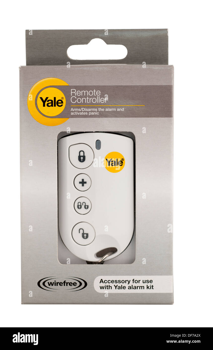 Packaged Yale wirefree wireless remote controller for a wireless home alarm Stock Photo