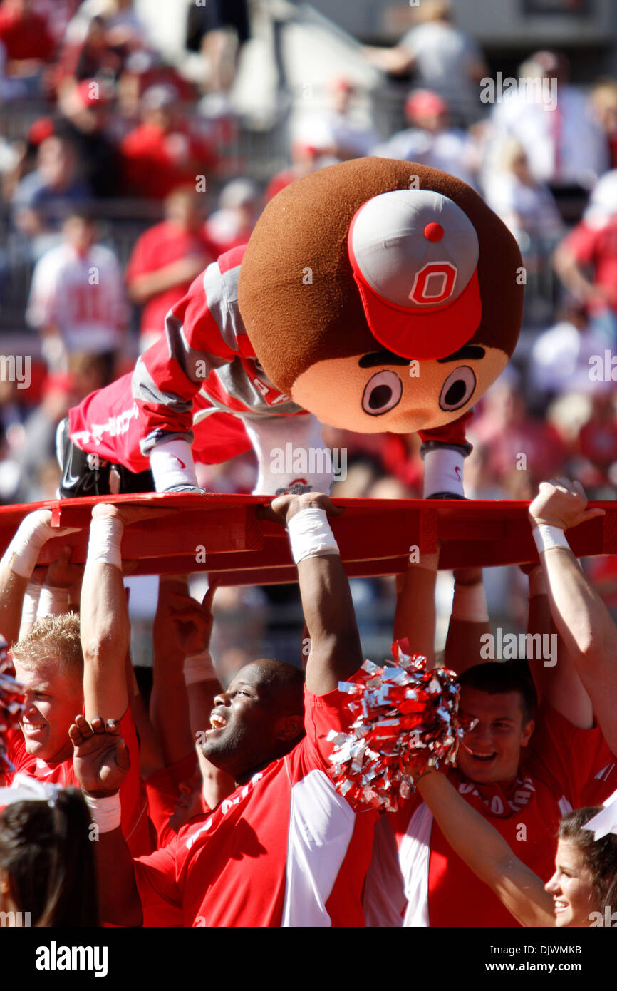 Oct. 9, 2010 - Columbus, Ohio, United States of America - Ohio State mascot Brutus does his 38 pushups, one for each point scored, in the fourth quarter of the game between Indiana and Ohio State at Ohio Stadium, Columbus, Ohio. Ohio State defeated Indiana 38-10. (Credit Image: © Scott Stuart/Southcreek Global/ZUMApress.com) Stock Photo