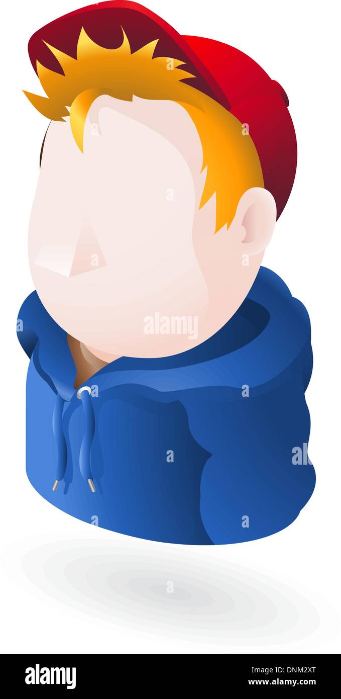 Illustration of a person wearing cap and hoodie Stock Vector