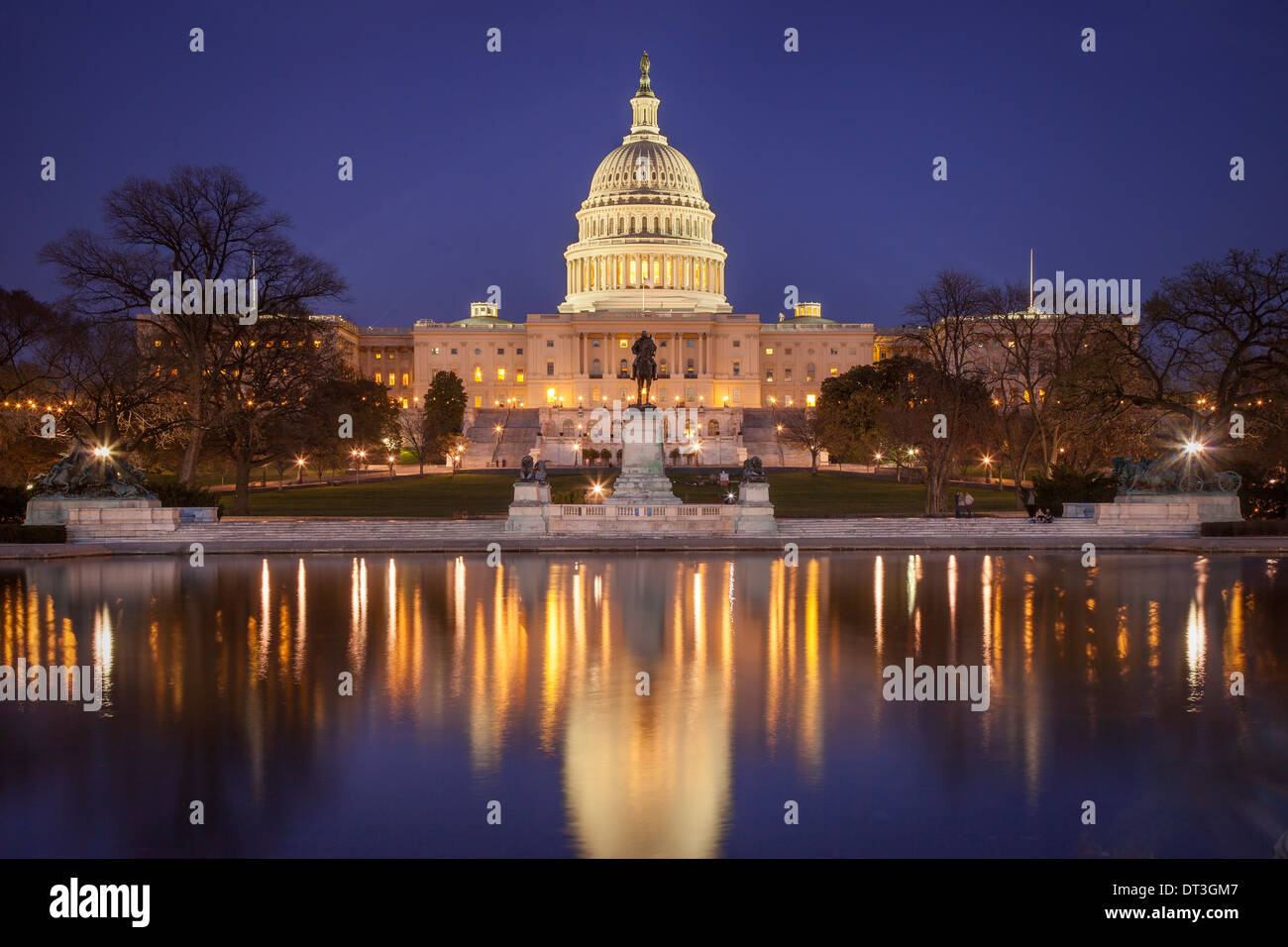 Evening below the US Capitol Building, Washington DC, USA Stock Photo