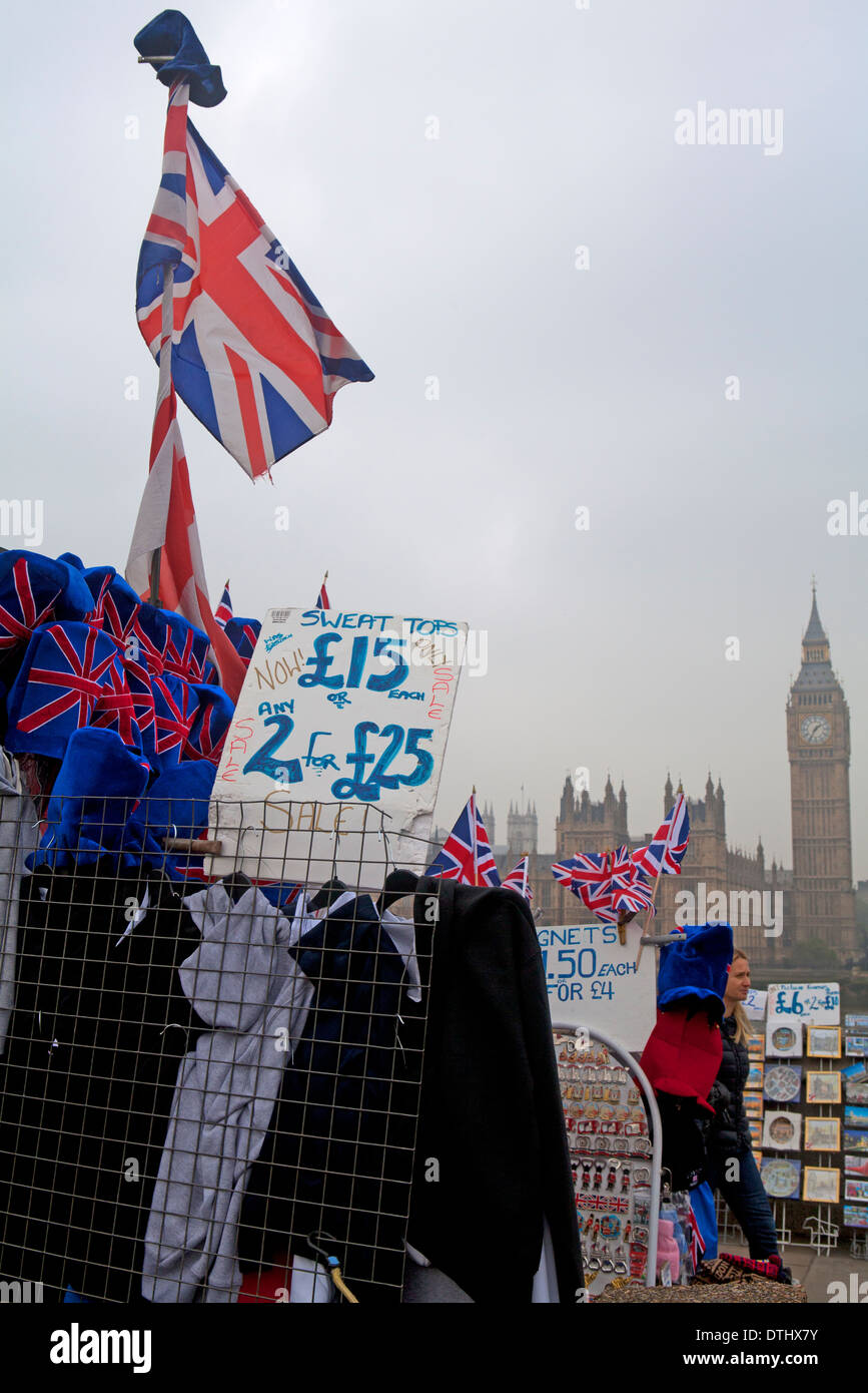 Souvenir stand and Big Ben Stock Photo