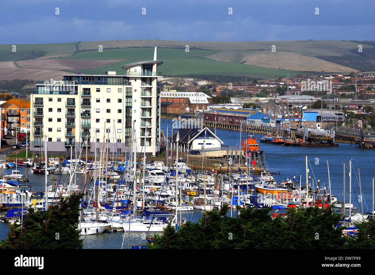 Newhaven harbour and River Ouse East Sussex UK Stock Photo