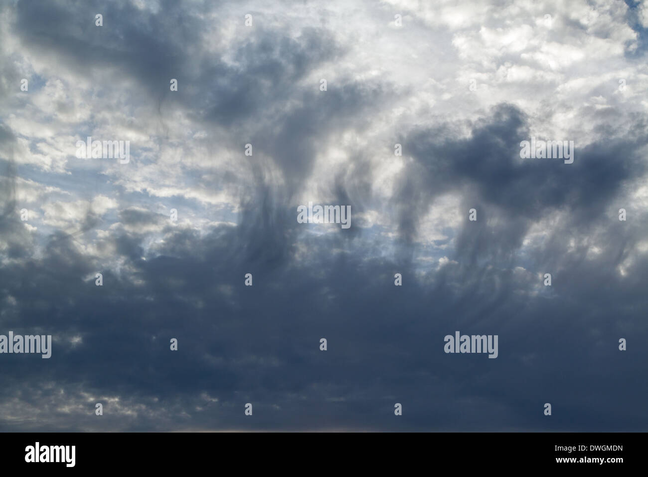 Clouds as a storm begins clearing following a rainy morning Stock Photo