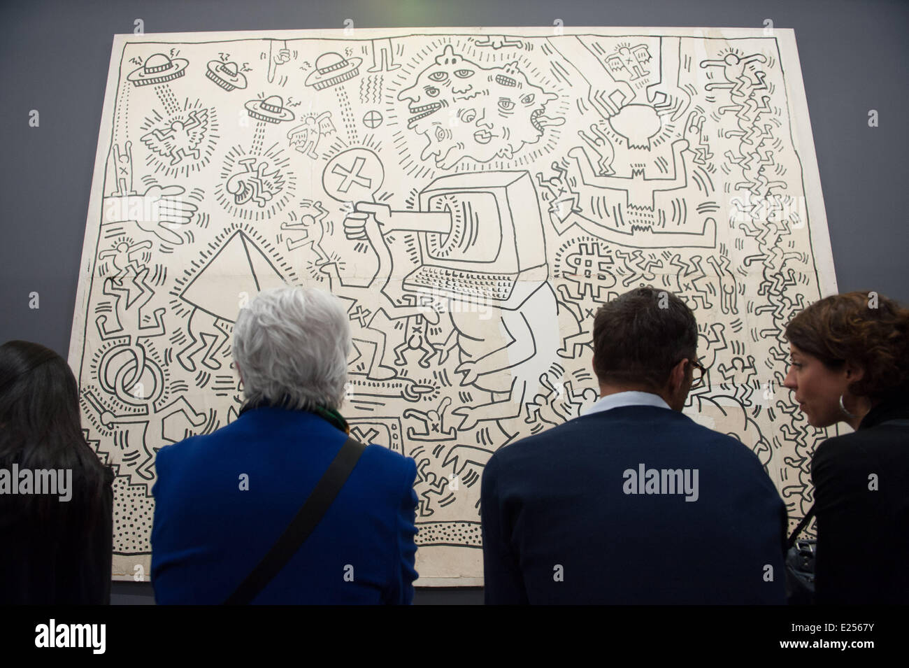 The Keith Haring vernissage of the retrospective exhibition 'The Political Line' (La ligne politique) at The Musee d'Art Moderne (MAM)  Featuring: Keith Haring Art Work Where: Paris, France When: 18 Apr 2013 Stock Photo