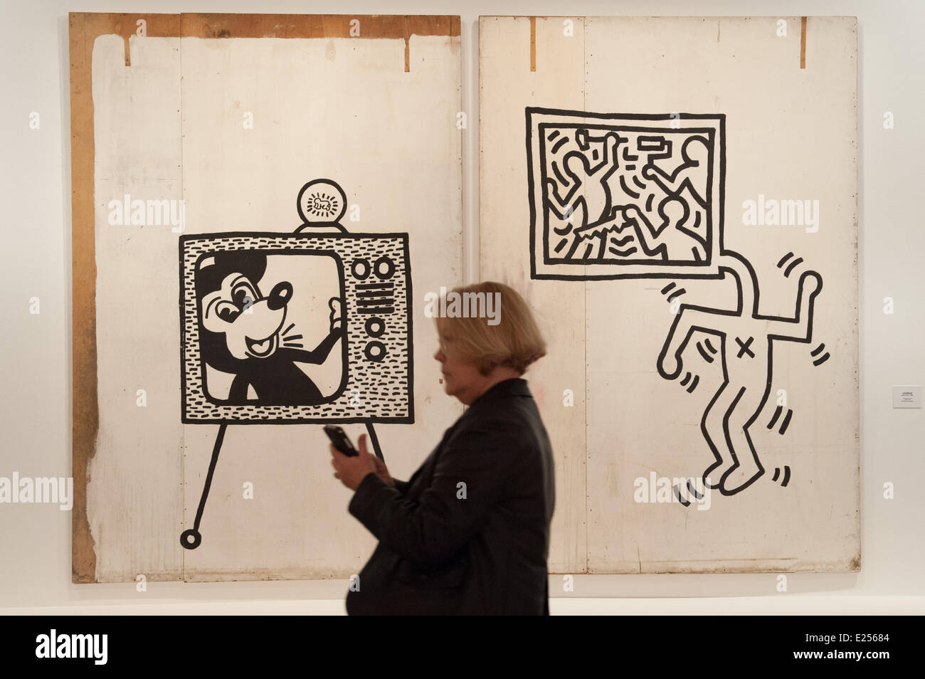 The Keith Haring vernissage of the retrospective exhibition 'The Political Line' (La ligne politique) at The Musee d'Art Moderne (MAM)  Featuring: Keith Haring Art Work Where: Paris, France When: 18 Apr 2013 Stock Photo