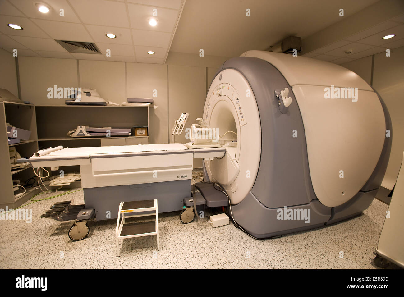 Closed geometry Magnetic Resonance Imaging (MRI) unit, 3 tesla. Stock Photo