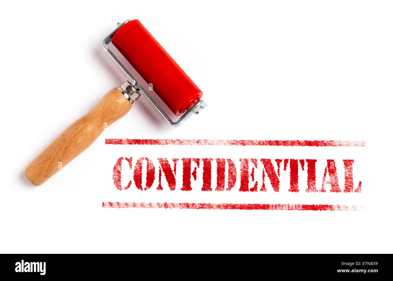 Confidential red ink with ink roller Stock Photo