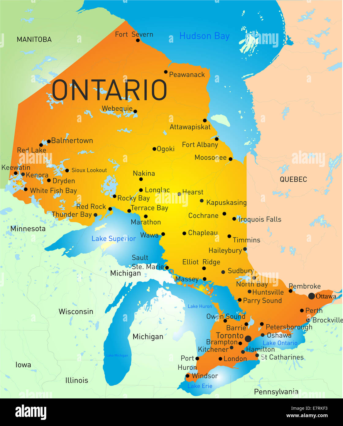 Ontario Canada Map With Cities