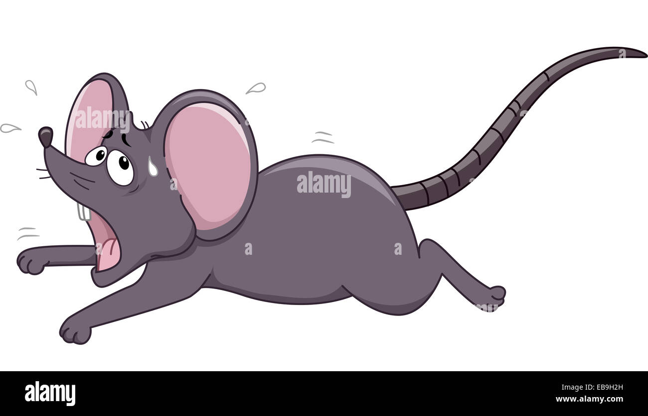 Illustration of a Rat Running Away Stock Photo