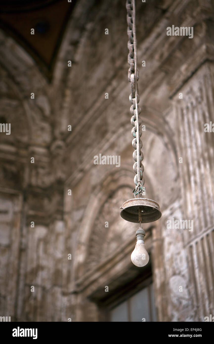 Light bulb in the citadel mosque Egypt Stock Photo