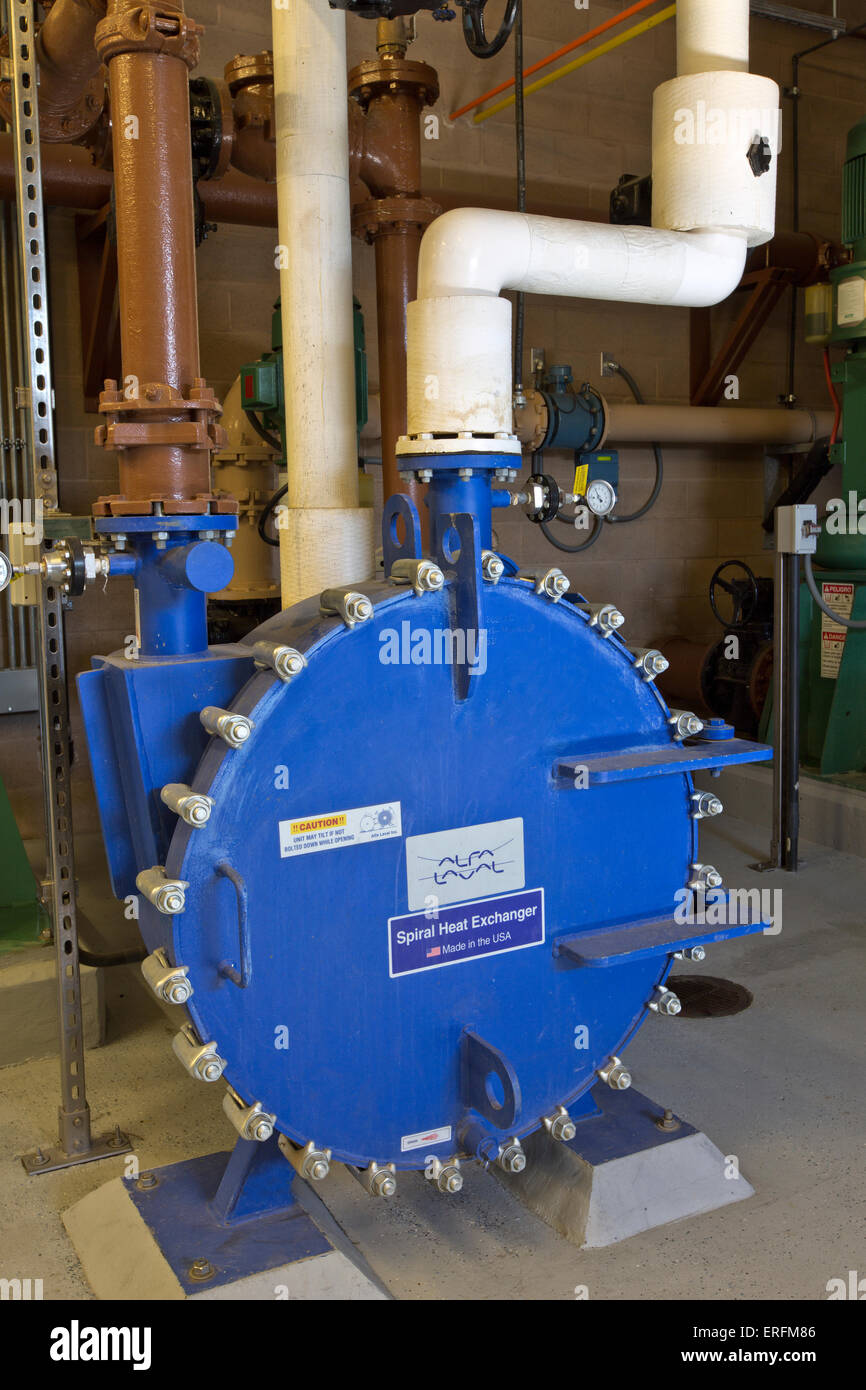 Spiral Heat Exchanger, Digester Mixing System. Stock Photo