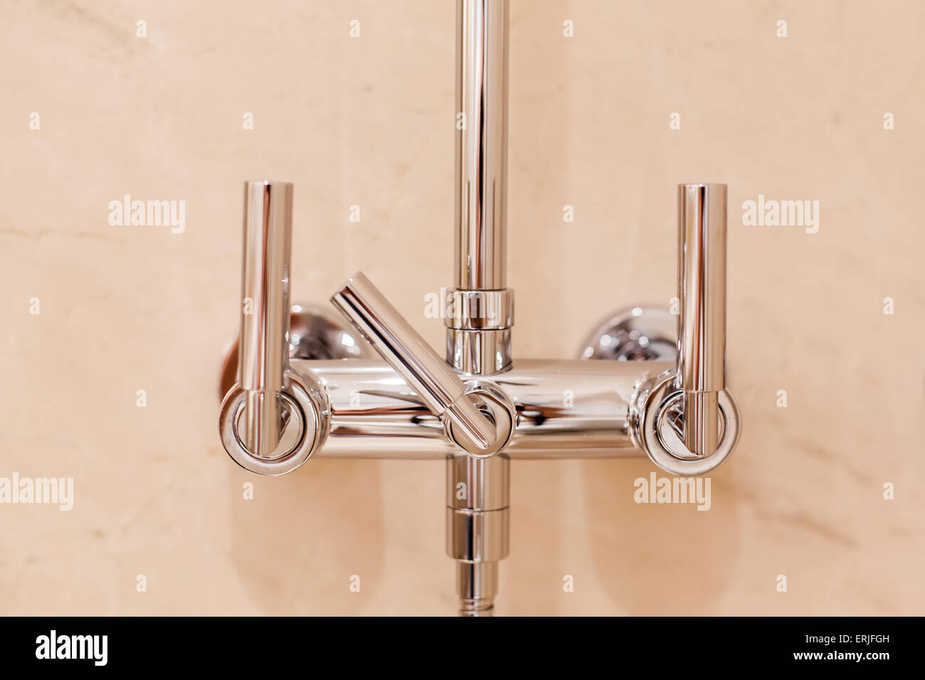 Modern luxury chrome shower tap Stock Photo