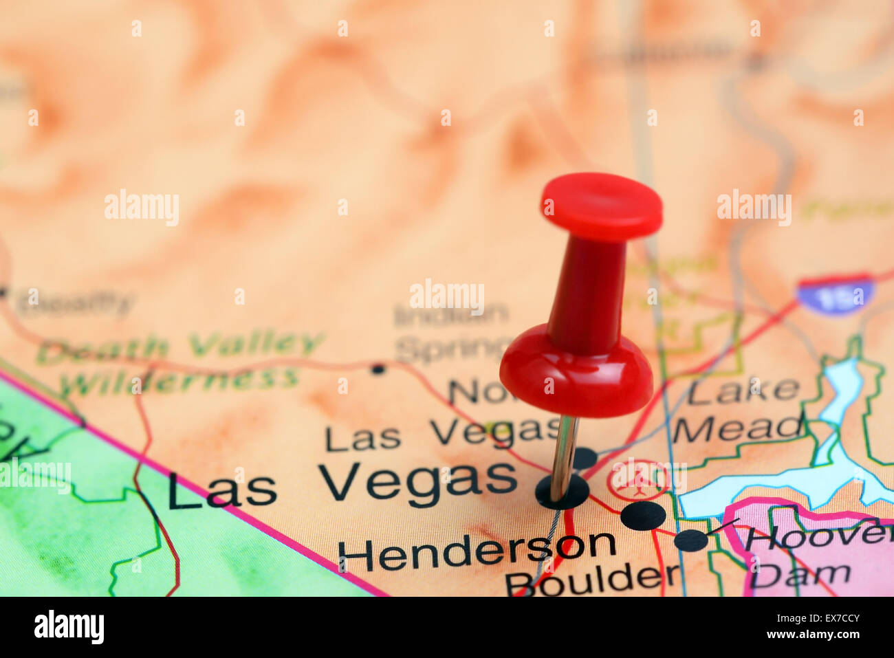 Las Vegas pinned on a map of USA Stock Photo