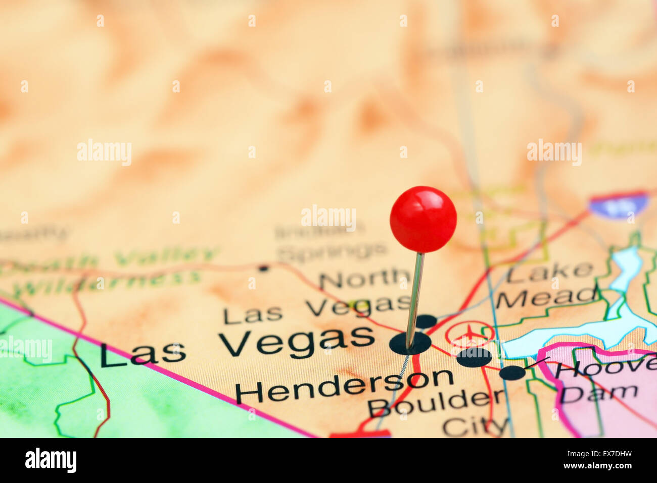 Las Vegas pinned on a map of USA Stock Photo