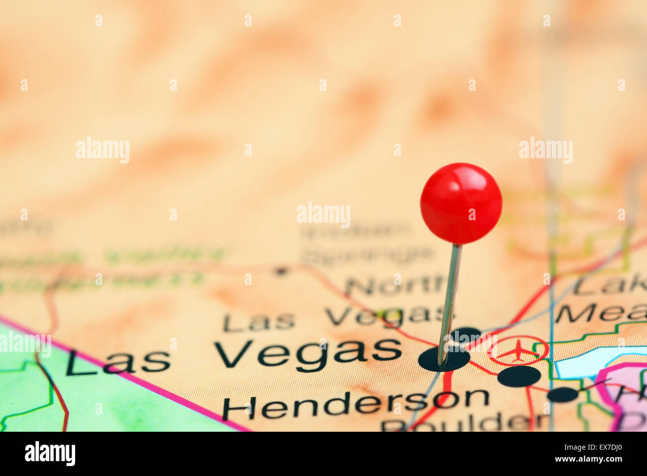 Las Vegas pinned on a map of USA Stock Photo