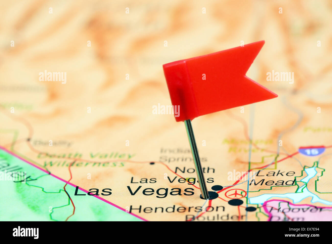 Las Vegas pinned on a map of USA Stock Photo