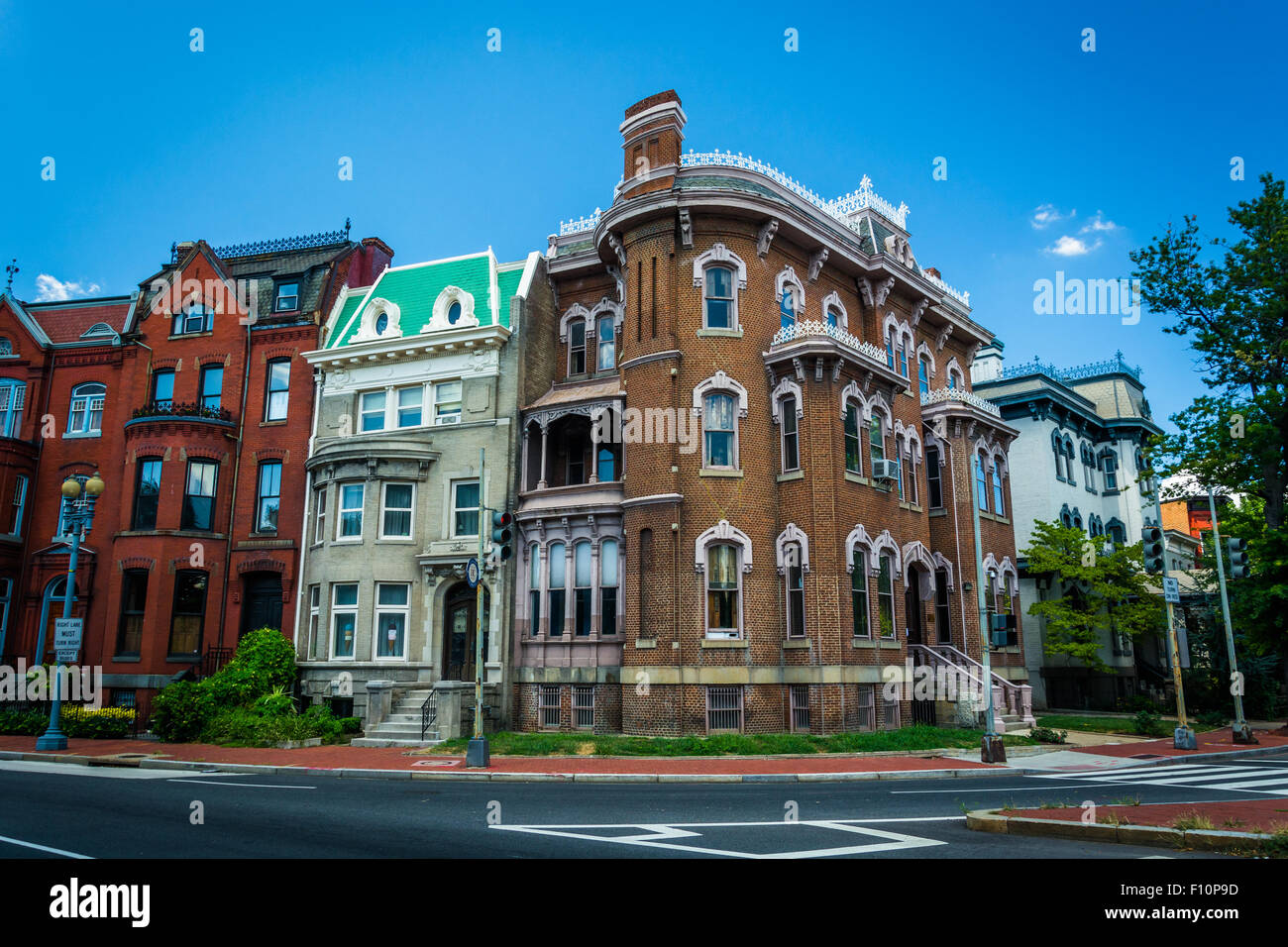 Historic houses at Logan Circle, in Washington, DC. Stock Photo