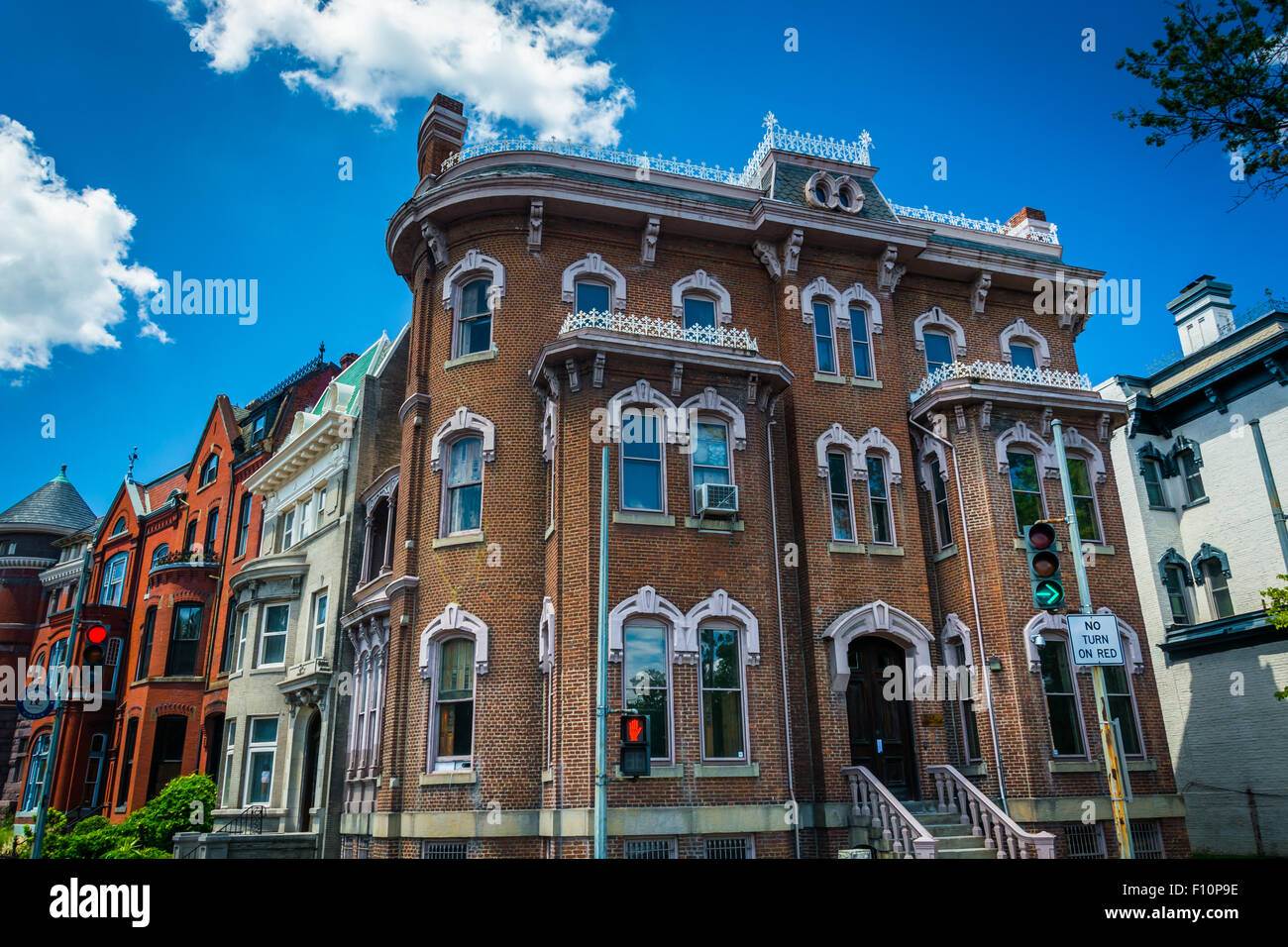 Historic houses at Logan Circle, in Washington, DC. Stock Photo