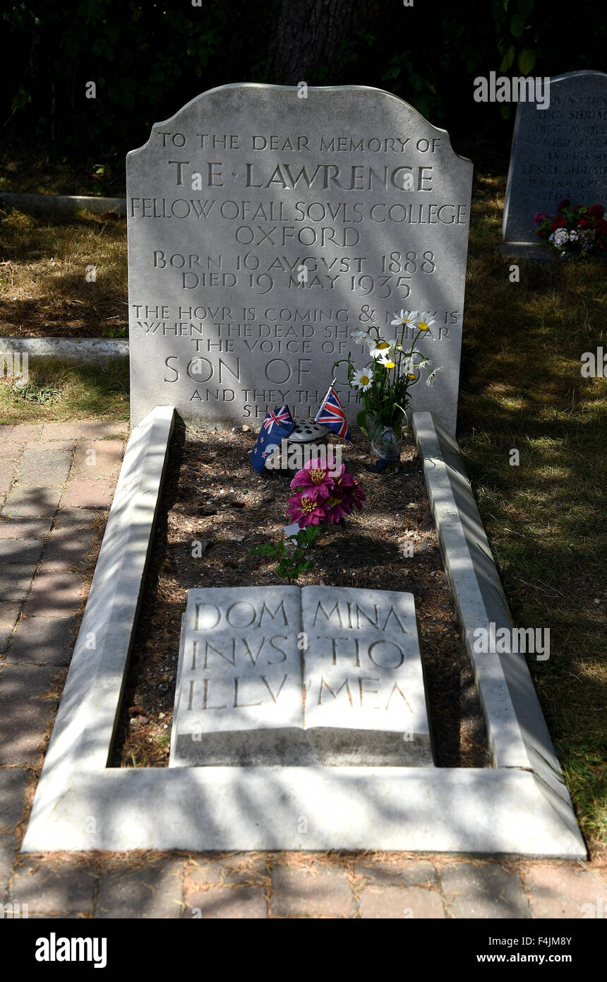 Grave of Lawrence of Arabia, T. E. Lawrence, TE Lawrence, grave at Moreton, Dorset, Britain, UK Stock Photo