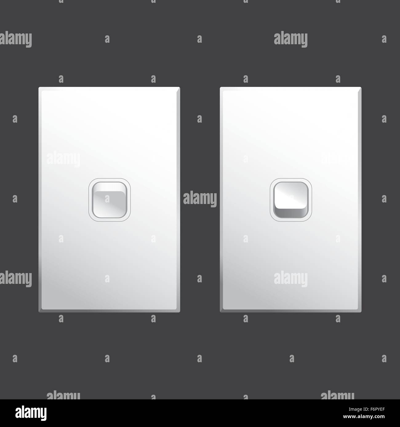 Light switch vector in both on and off positions in white Stock Vector