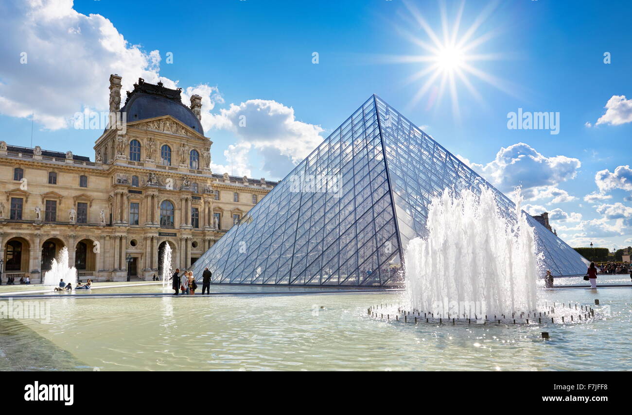 Glass pyramid Louvre Museum, Paris, France Stock Photo