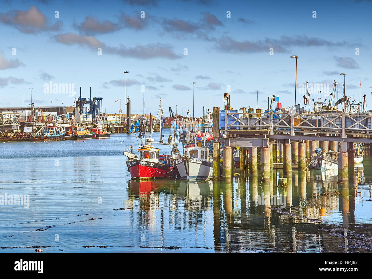 Newhaven Harbour from West Quay Stock Photo