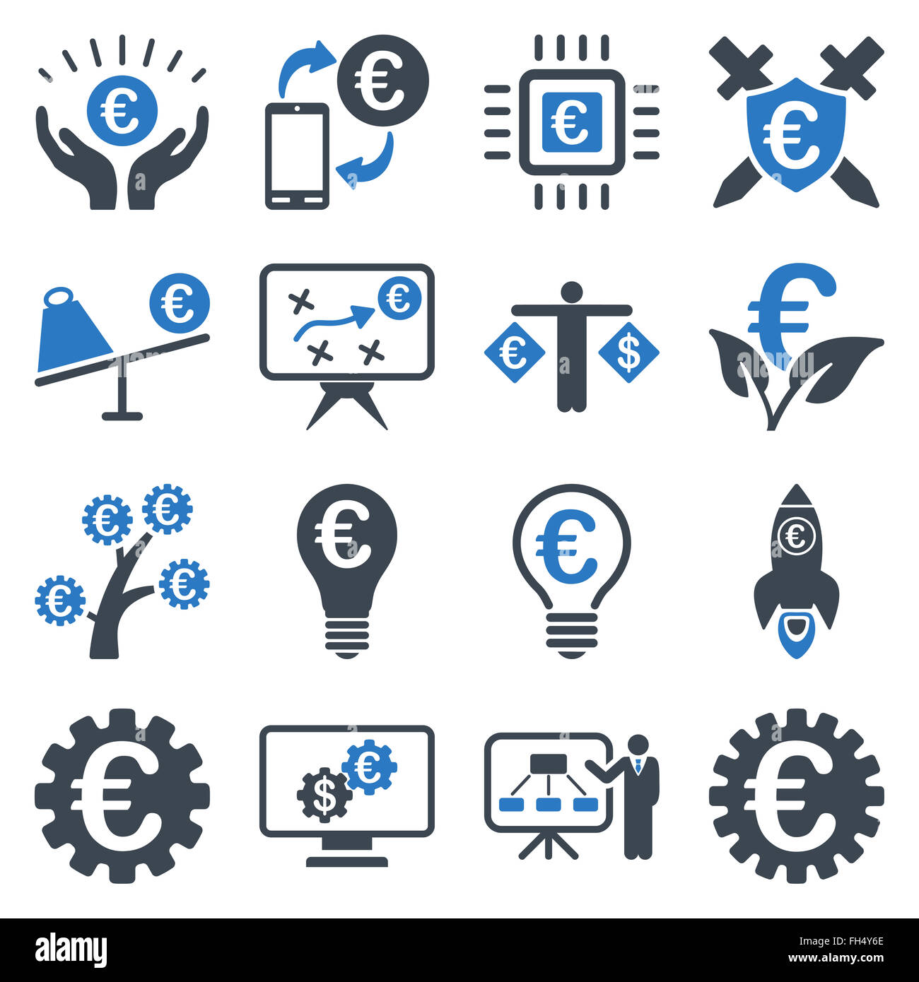 Euro banking business and service tools icons Stock Photo