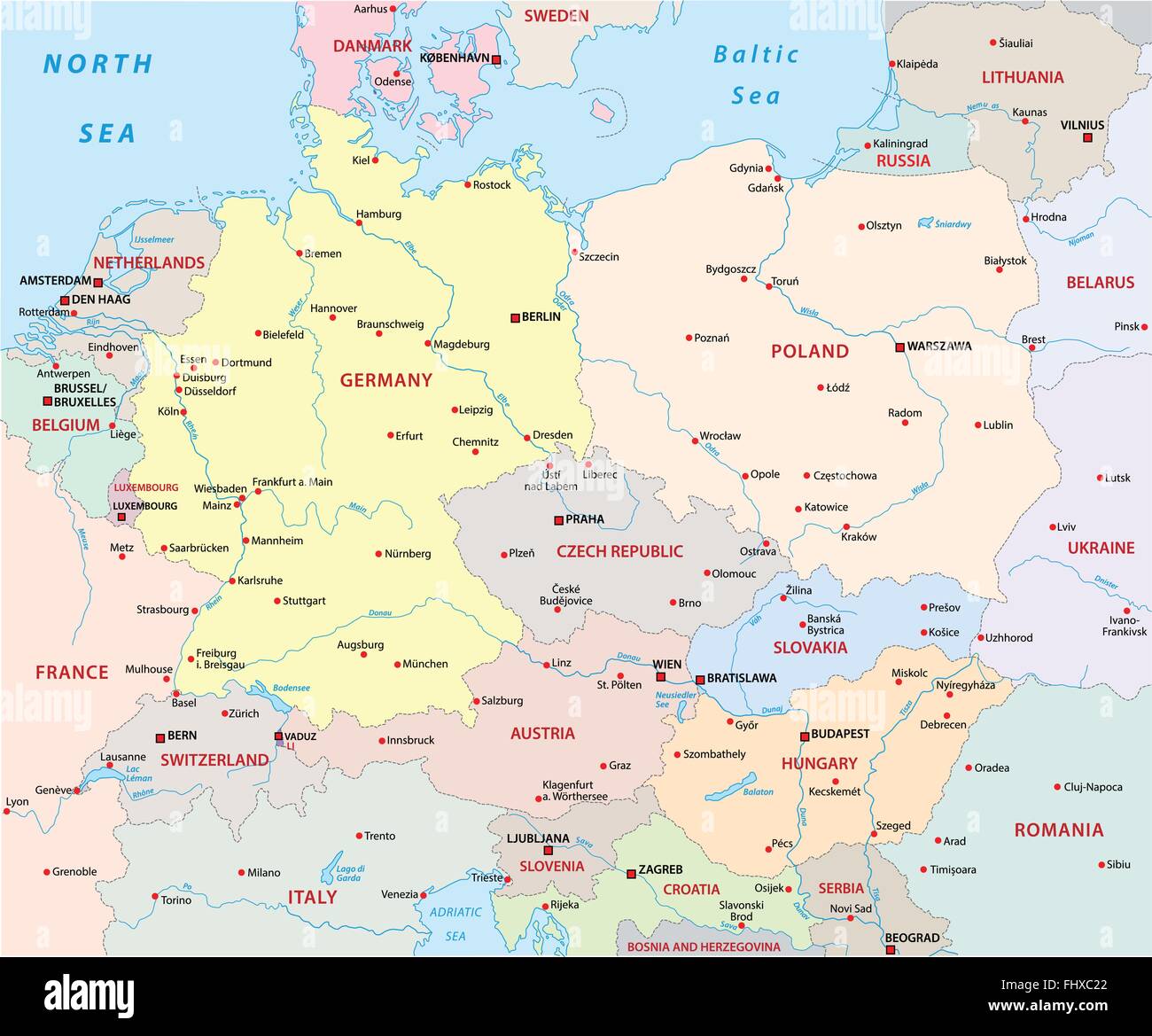 Central Europe Map With Countries - United States Map