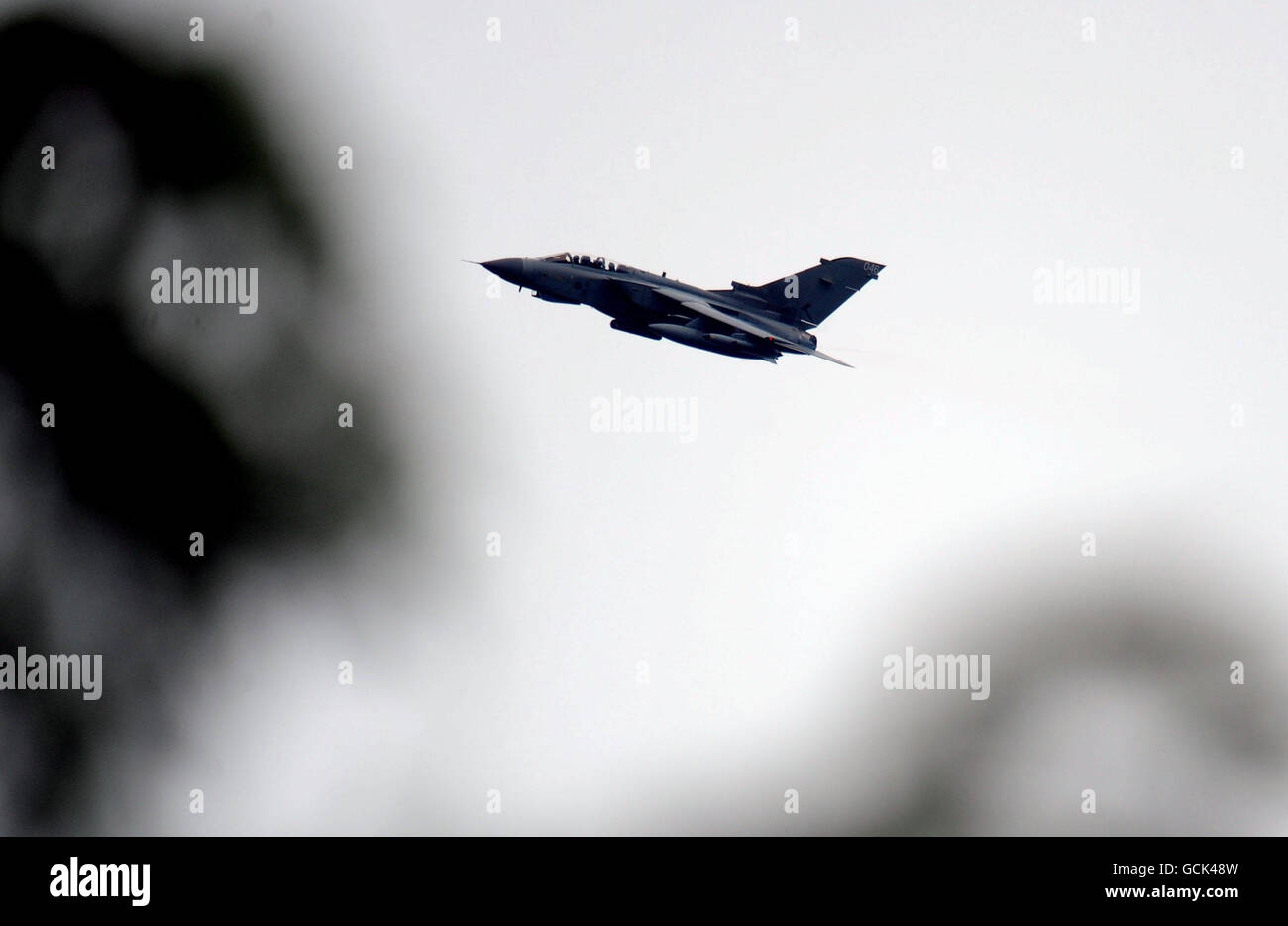 Gateshead shootings. A RAF Tornado with imaging equipment flies over Rothbury as the search for Raoul Moat continues. Stock Photo