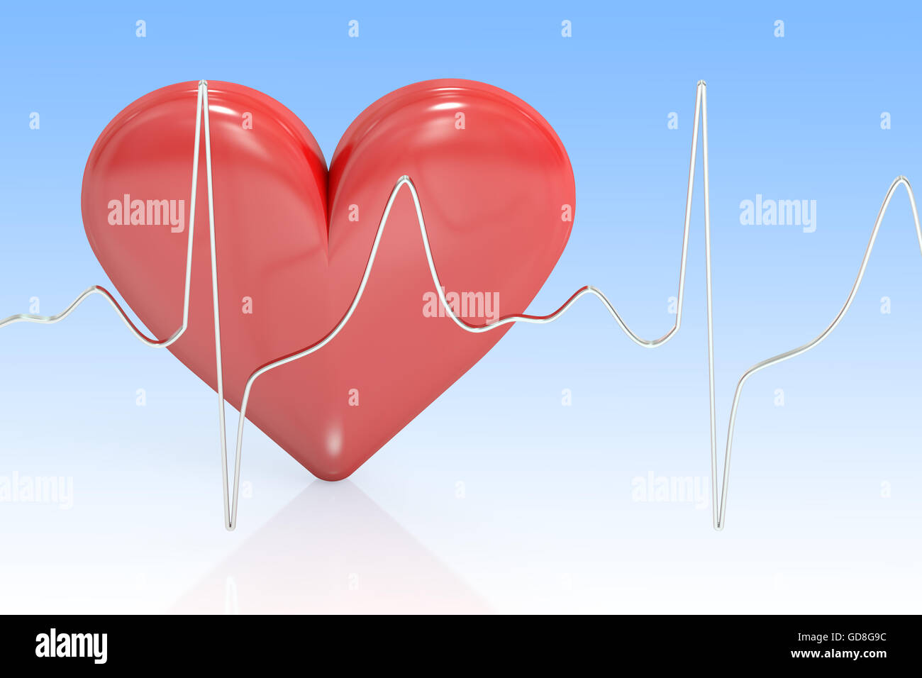 Heart and heartbeat symbol, medical concept. 3D rendering Stock Photo