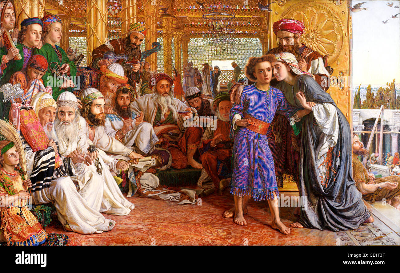 William Holman Hunt, The Finding of the Saviour in the Temple. 1854-1855 Oil on panel. Birmingham Museum and Art Gallery England Stock Photo