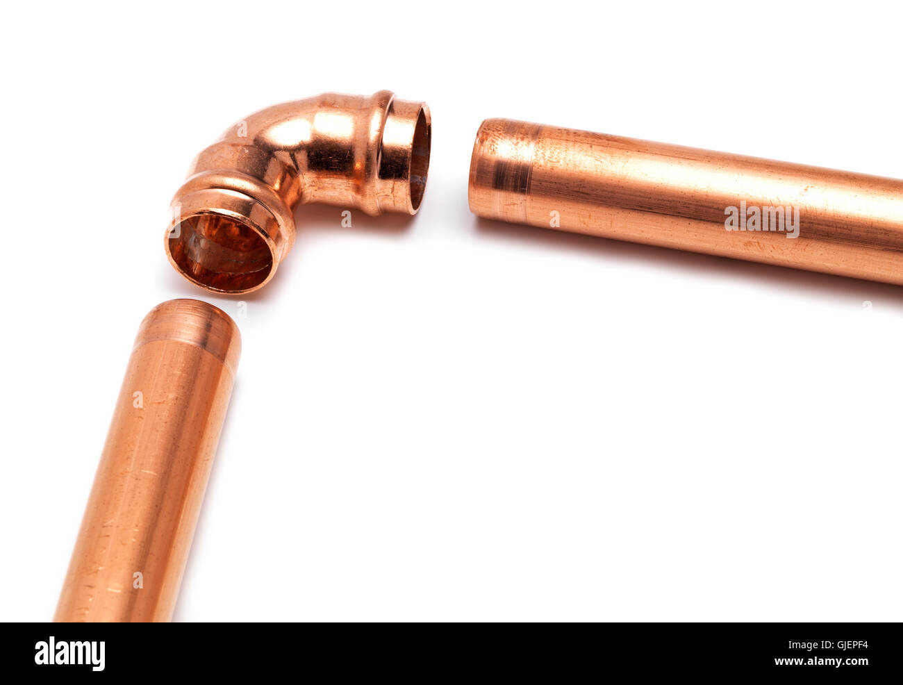 Copper pipe with joint Stock Photo