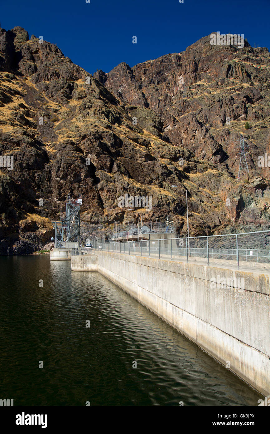 Hells Canyon Dam, Hells Canyon Seven Devils Scenic Area, Hells Canyon Scenic Byway, Payette National Forest, Idaho Stock Photo