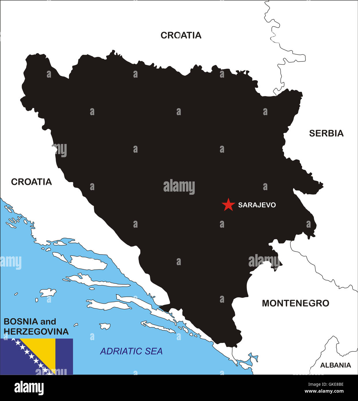 Bosnia and Herzegovina map Stock Photo