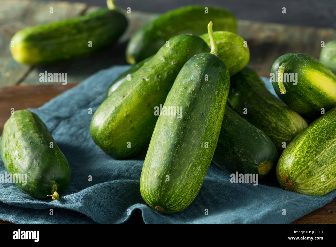 Raw Green Organic PIckle Cucumbers Ready to Eat Stock Photo