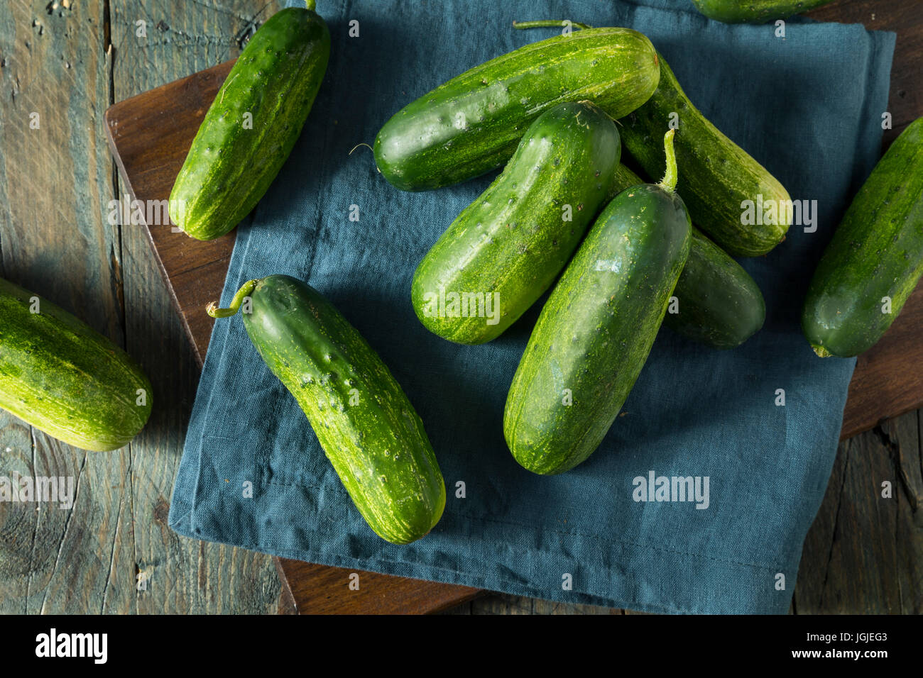 Raw Green Organic PIckle Cucumbers Ready to Eat Stock Photo