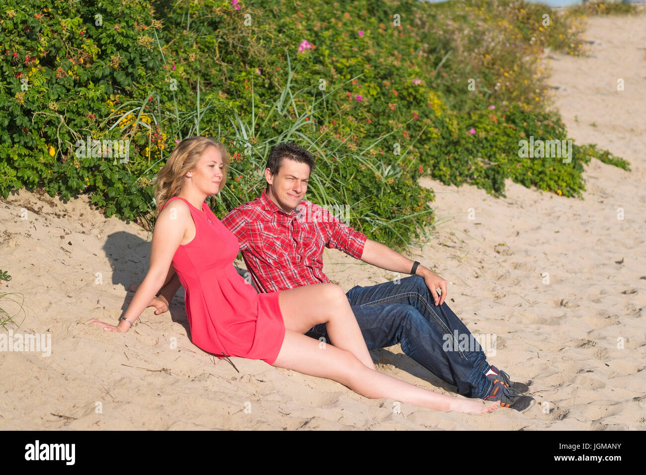 Europe, the Federal Republic of Germany, Hooksiel, Wangerland, Friesland, the North Sea, North Sea coast, pair, man, woman, 30, 35, years, vacation, b Stock Photo