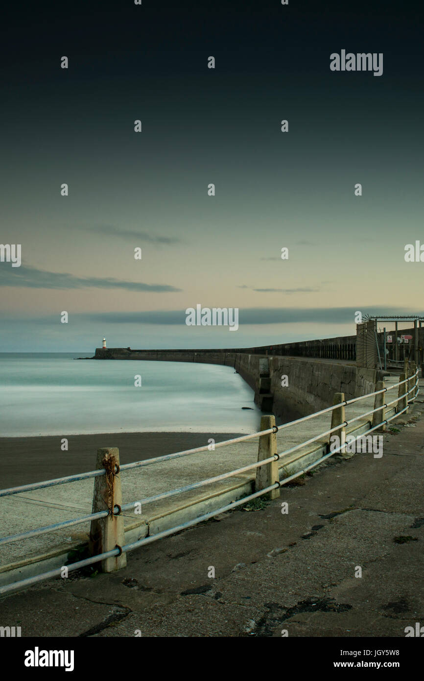 Lighthouse and Breakwater in Newhaven, East Sussex Stock Photo