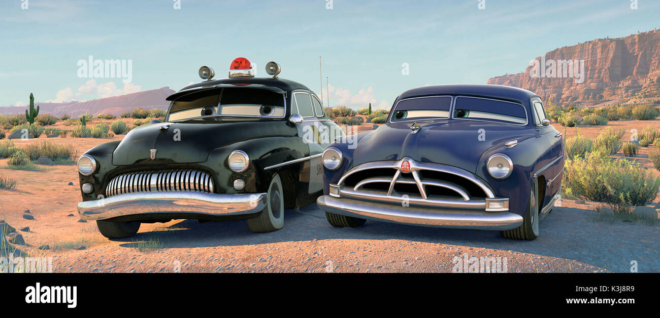 CARS MICHAEL WALLIS voices the Sheriff, PAUL NEWMAN voices Doc Hudson      Date: 2006 Stock Photo