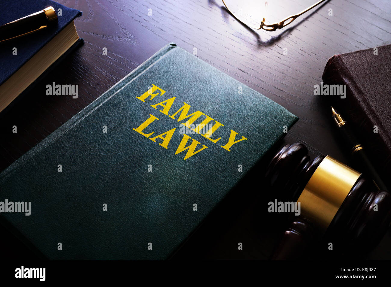 Family law on a table. Child custody and divorce concept. Stock Photo