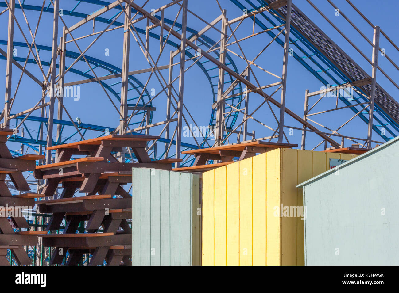 Boardwalk Amusement Park Rides closed after season.  Point Pleasant Beach, New Jersey Stock Photo