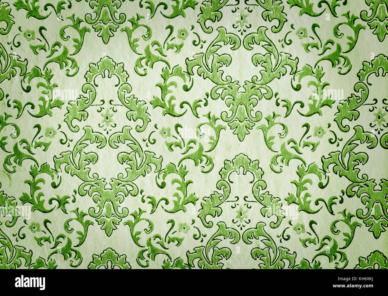 Old green wallpaper Stock Photo