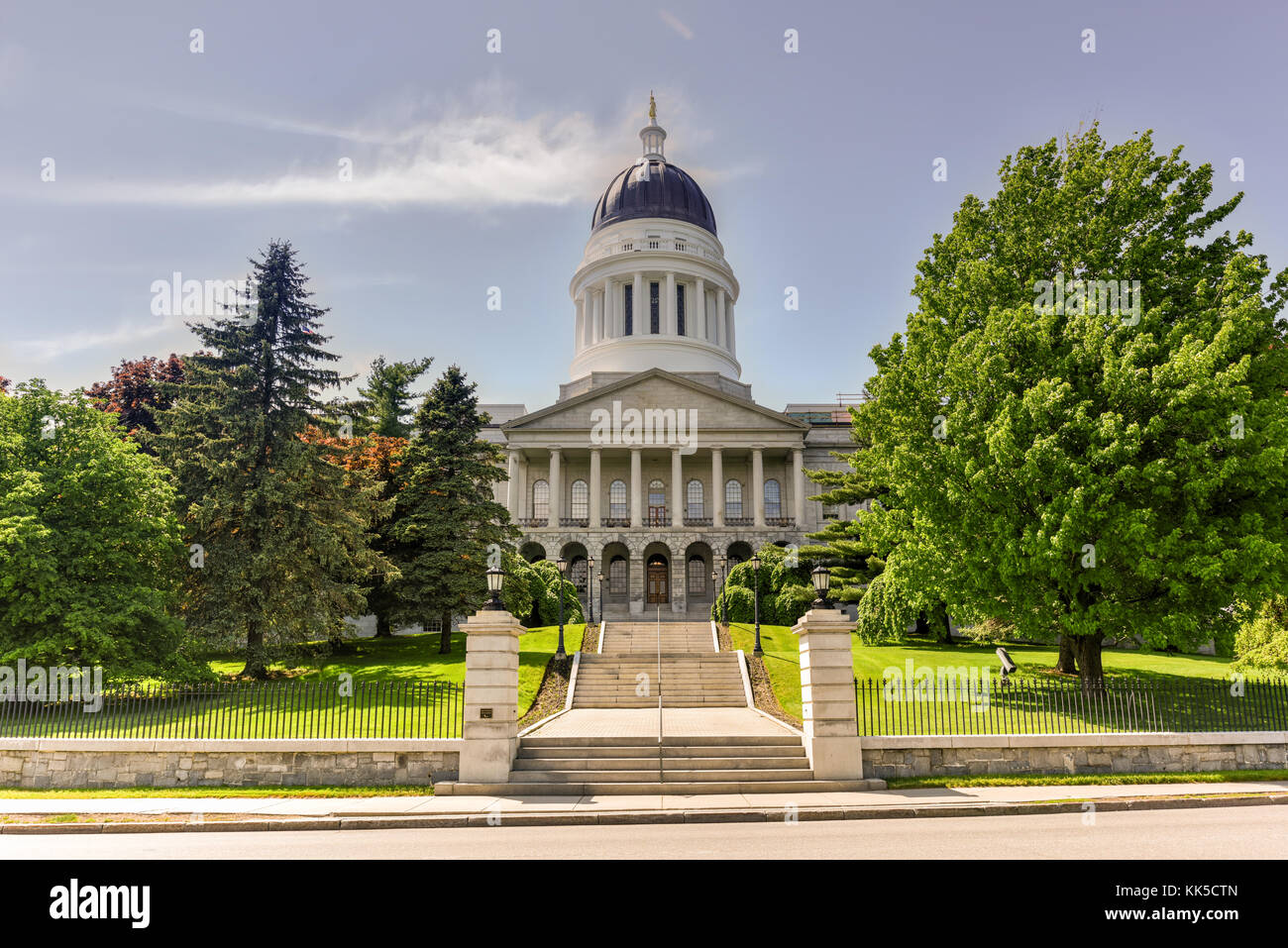 The Maine State House in Augusta, Maine is the state capitol of the State of Maine. The building was completed in 1832, one year after Augusta became  Stock Photo